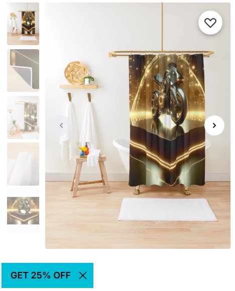 Shower curtain with futuristic motorcycle design