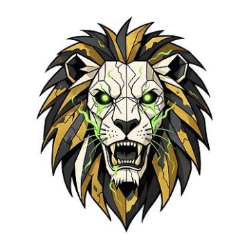 Roaring lion origami sharp-fanged jaw